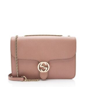 Gucci Grained Calfskin Interlocking G Medium Shoulder Bag